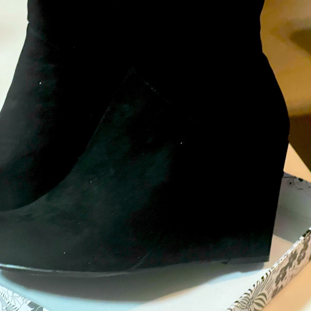 Black wedge ankle boots